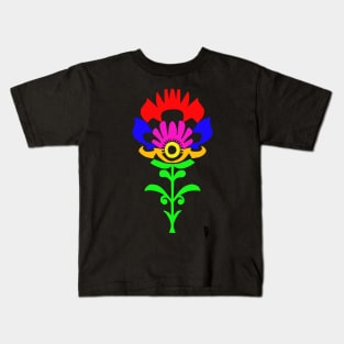 Folk flower , colourful flower Kids T-Shirt